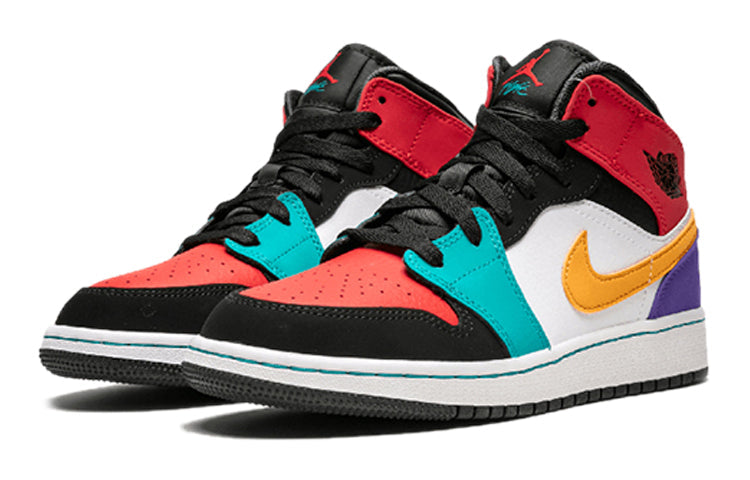 (GS) Air Jordan 1 Mid 'Bred Multi-Color' 554725-125