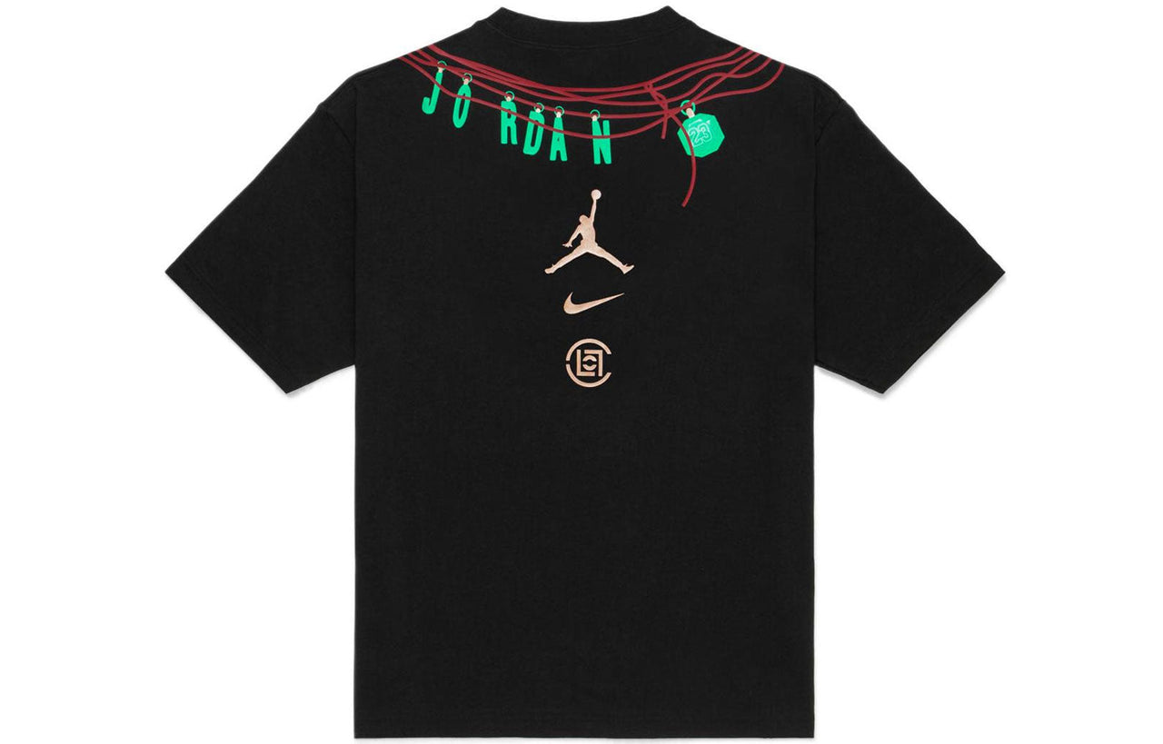 Air Jordan x CLOT Crossover China Printing Alphabet Logo Round Neck Pullover Short Sleeve Asia Edition Black DJ9741-010