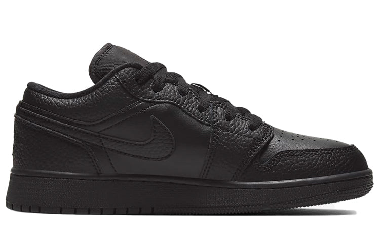 (GS) Air Jordan 1 Low 'Black Tumbled Leather' 553560-091