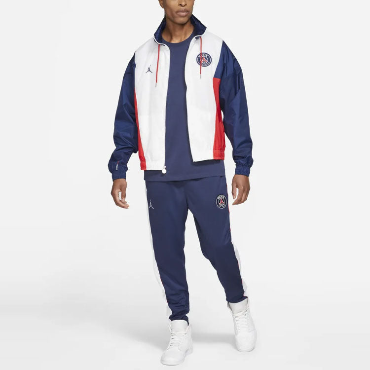 Air Jordan Paris Saint-Germain Side Contrasting Colors Zipper Soccer/Football Sports Pants Blue DB6500-410