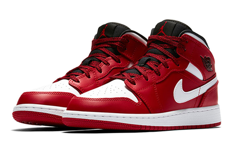 (GS) Air Jordan 1 Retro Mid 'Gym Red White' 554725-605