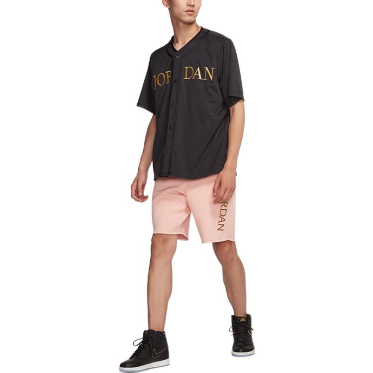 Air Jordan Gold Color Alphabet Loose Sports Shorts Pink AV0693-623