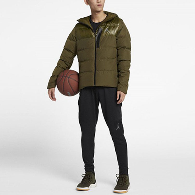 Air Jordan Windproof Stay Warm Casual hooded down Jacket Green 924676-395