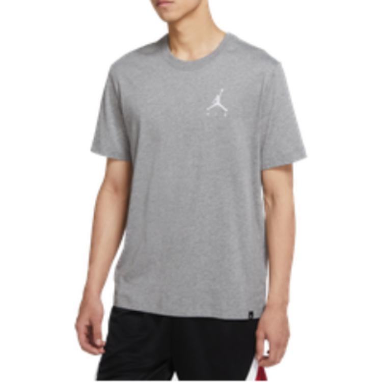 Air Jordan Jumpman Logo Embroidered Knit Sports Short Sleeve Gray DA6800-091