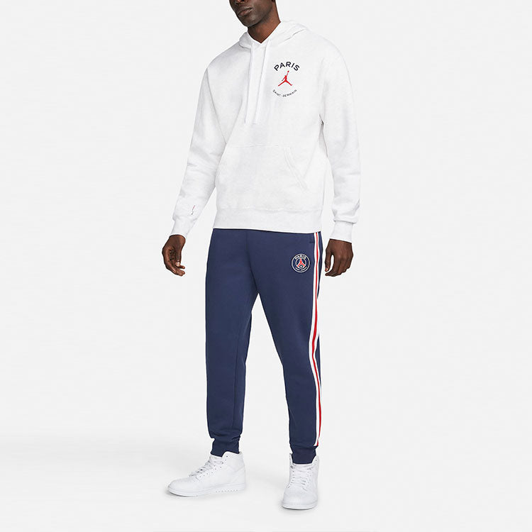 Men's Air Jordan x Paris Saint-Germain Crossover Logo Numeric Printing Hooded Long Sleeves White DJ0395-051