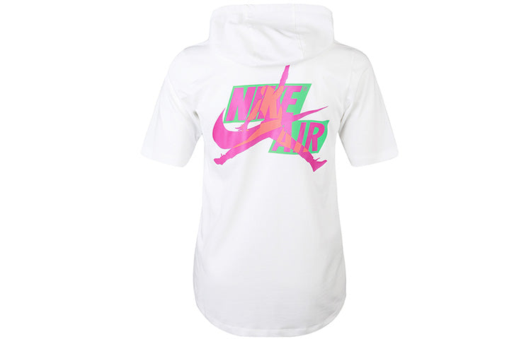 Air Jordan Sports Breathable Casual hooded Short Sleeve White CZ5056-101