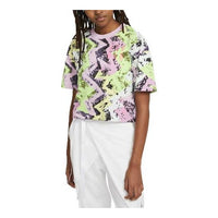 (WMNS) Air Jordan Heatwave Boxy Logo Embroidered Full Print Loose Sports Short Sleeve Light Pink T-Shirt DD0412-676