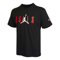 Air Jordan NBA Chicago Bulls Alphabet Printing Basketball Sports Round Neck Short Sleeve Black DA6507-010