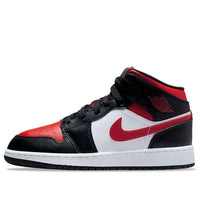 (GS) Air Jordan 1 Mid 'Black Fire Red' 554725-079
