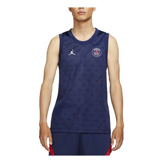 Air Jordan Mesh Paris Saint-Germain Full Print Breathable Soccer/Football Sports Vest Dark blue DB6479-410