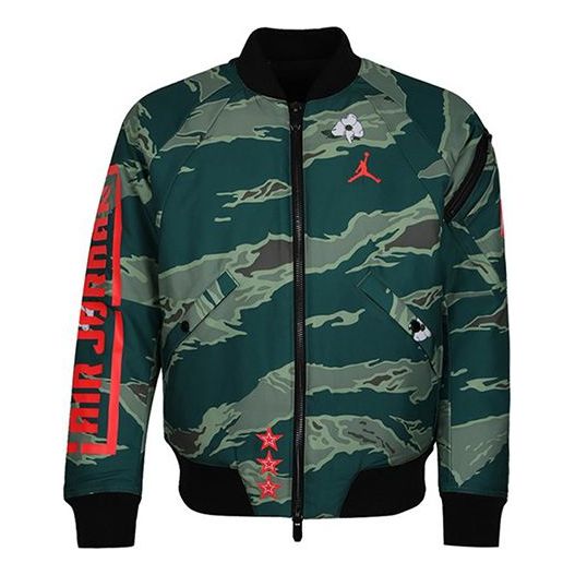 Air Jordan City Of Flight Printing Athleisure Casual Sports Stay Warm Jacket Camouflage Green AT9006-010