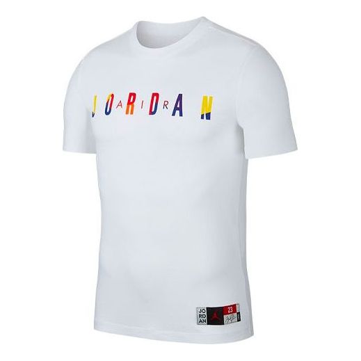 Air Jordan Colorful Round Neck Short Sleeve T-Shirt Men's White AT8943-100