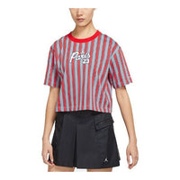 (WMNS) Air Jordan SS22 Paris Saint-Germain Stripe Printing Short Sleeve Red DM4999-090