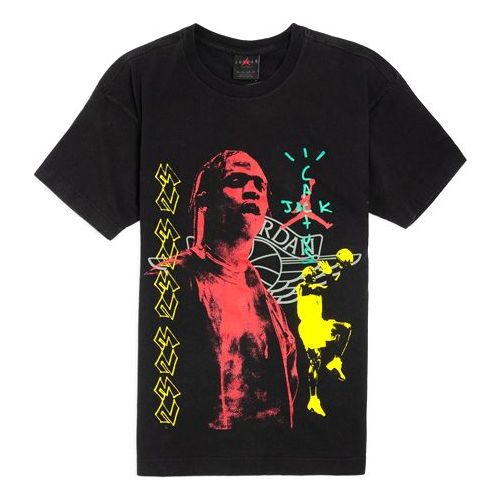 Air Jordan x Travis Scott Ts Hot Blood Basketball Print T-Shirt 'Black' CK4029-010