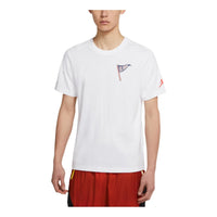 Air Jordan Aj23 Varsity Cotton Round Neck Back Alphabet Pullover Short Sleeve White DQ6075-100