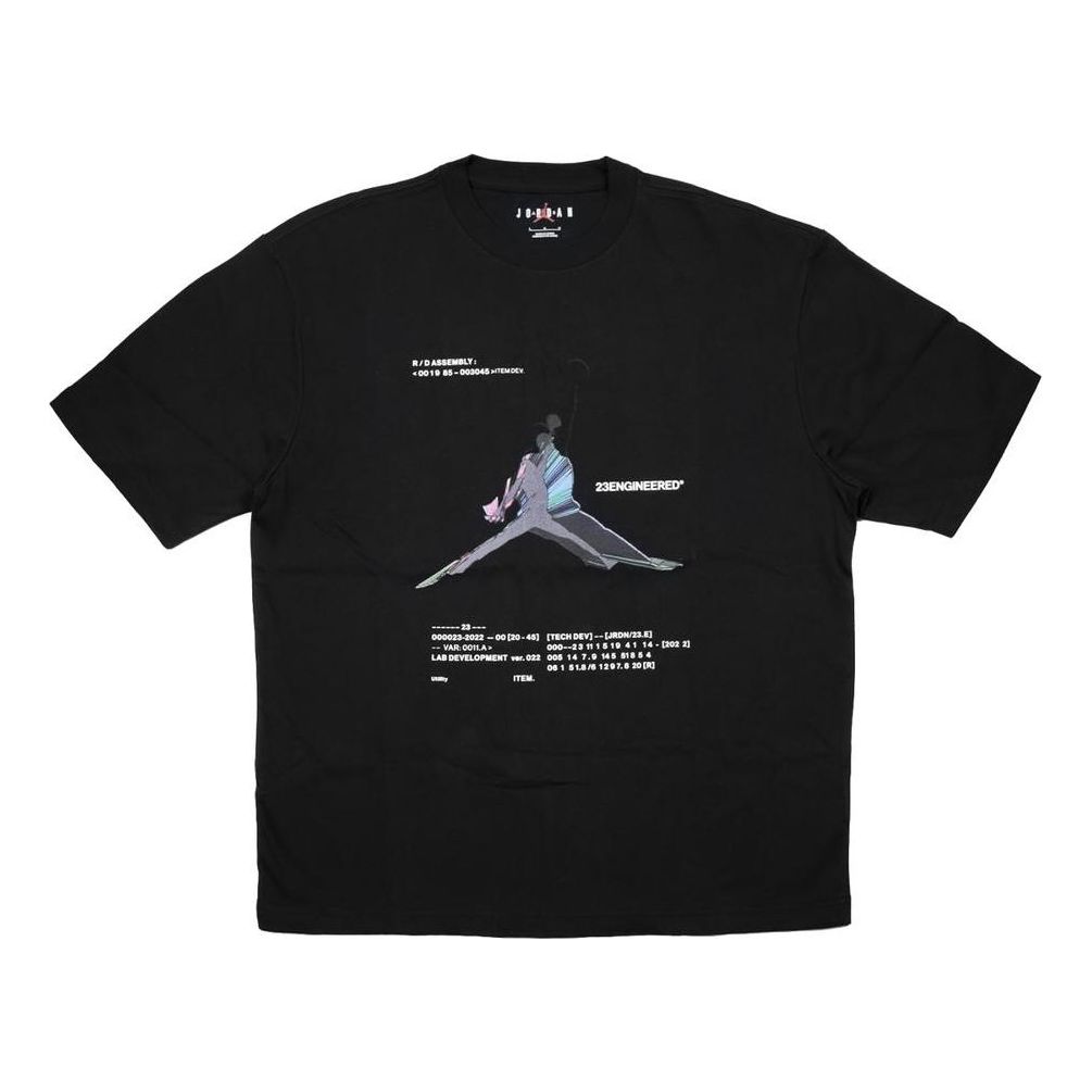 Air Jordan 23 Engineered Casual Breathable Large Logo Printing Round Neck Short Sleeve Black DO8895-010