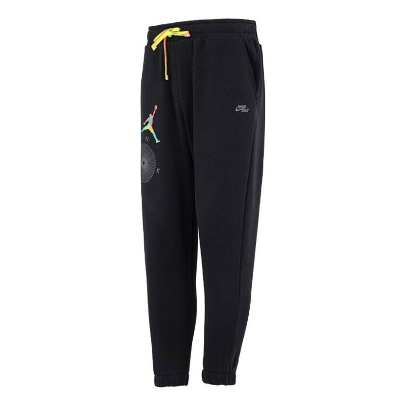 Air Jordan Solid Color Word Embroidered Joggers/Pants/Trousers Men's Black DQ8016-010