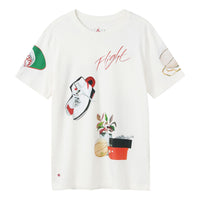 Men's Air Jordan Pattern Printing Round Neck Pullover Short Sleeve White T-Shirt DQ7379-133