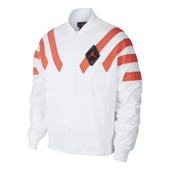 Air Jordan Srt Lgc Nylon Jacket Stripe Zipper Jacket 'White Red' BV5406-100