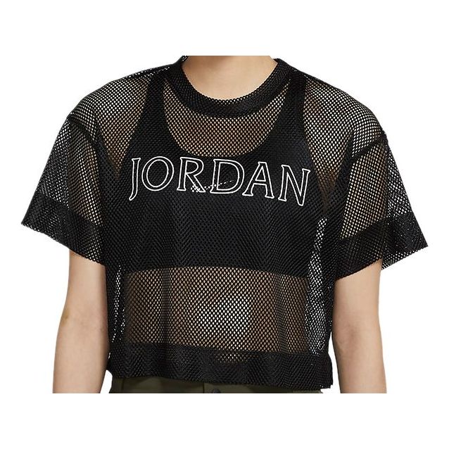 (WMNS) Air Jordan Sports Stylish Mesh Short Sleeve Black CZ1892-010