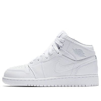 (GS) Air Jordan 1 Retro Mid 'White Pure Platinum' 554725-109