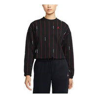 (WMNS) Air Jordan Contrasting Colors Vertical Stripes Round Neck Pullover Long Sleeves Black Hoodie DJ2624-010