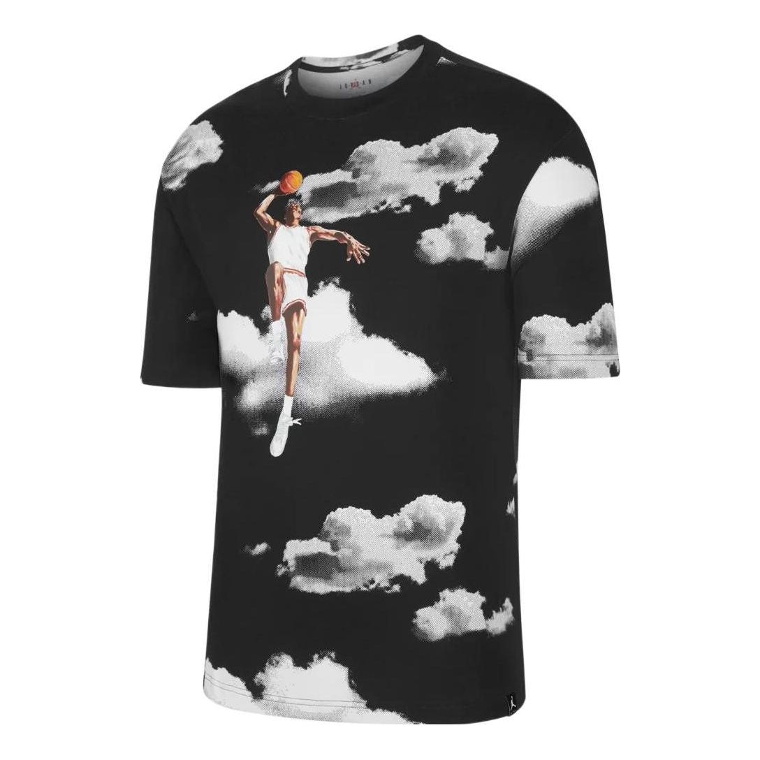 Men's Air Jordan Casual Printing Round Neck Pullover Short Sleeve Black T-Shirt DM1437-010