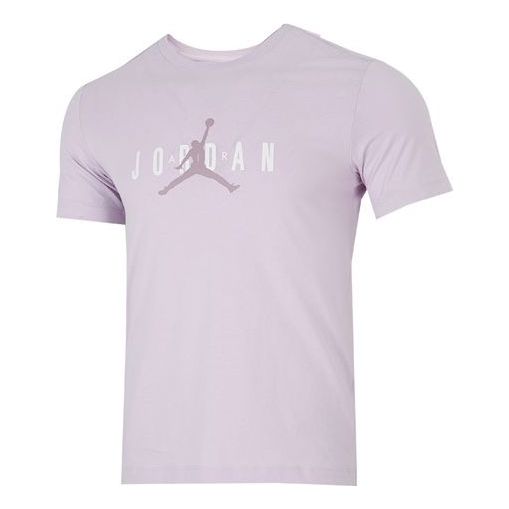 Men's Air Jordan Alphabet Flying Man Logo Printing Round Neck Casual Short Sleeve Lavender Light Purple T-Shirt DM1463-530