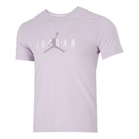 Men's Air Jordan Alphabet Flying Man Logo Printing Round Neck Casual Short Sleeve Lavender Light Purple T-Shirt DM1463-530