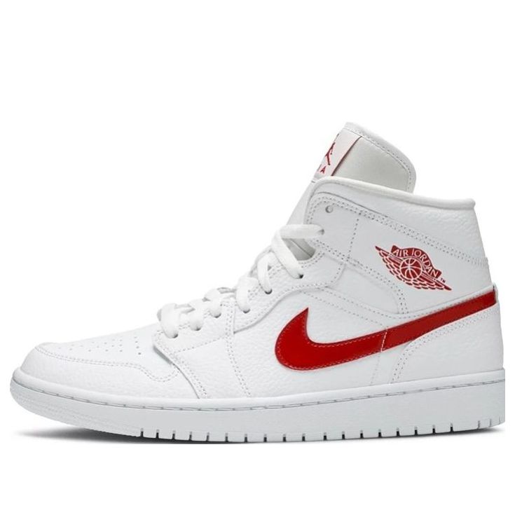 (WMNS) Air Jordan 1 Mid 'White University Red' BQ6472-106