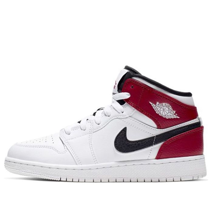 (GS) Air Jordan 1 Mid 'White Black Gym Red' 554725-116