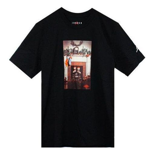 Air Jordan Chimney Tee Printing Short Sleeve Asia Edition Black CI1328-010