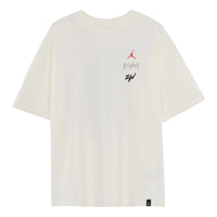 Men's Air Jordan Alphabet Logo Printing Pullover Short Sleeve White T-Shirt DV2451-133