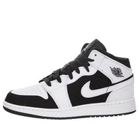 (GS) Air Jordan 1 Retro Mid 'White Black' 554725-113