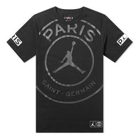 Air Jordan Paris Saint-Germain Logo Tee Printing Short Sleeve US Edition Black BQ8384-010