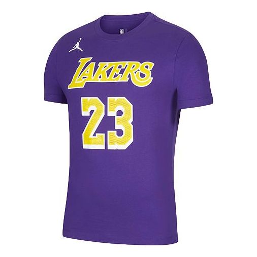 Air Jordan NBA Statement Edition Los Angeles Lakers LeBron James No. 23 Basketball Sports Short Sleeve Purple CV9987-551