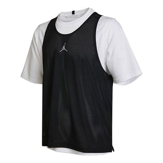 Men's Air Jordan Colorblock Casual Sports Two-Piece Round Neck Short Sleeve Black T-Shirt DM1832-100