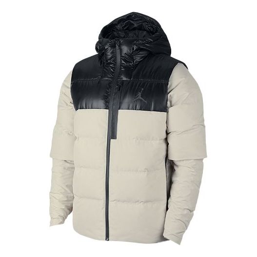 Air Jordan protection against cold Stay Warm hooded Colorblock Casual Sports Down Jacket White 924676-072