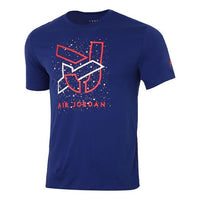 Air Jordan Casual Sports Round Neck Short Sleeve Blue CN3585-455