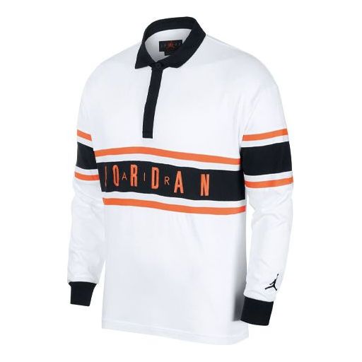 Air Jordan Logo Rugby Long Sleeves Polo Shirt 'White' BQ5670-100