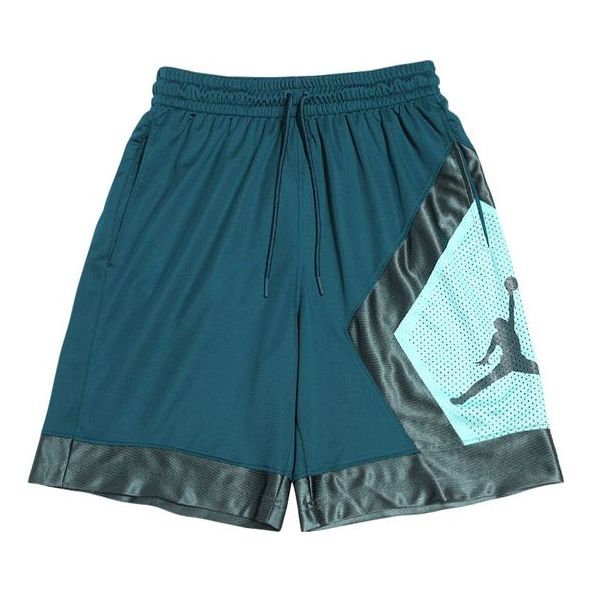 Air Jordan Jumpman Diamond Mesh Splicing Basketball Shorts Blue Green AV3207-347