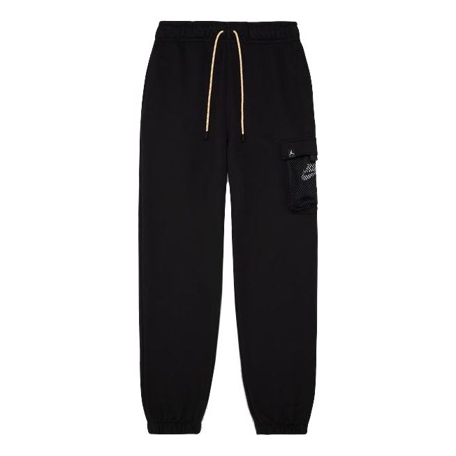 Air Jordan Jumpman Solid Color Mesh Big Pocket Breathable Lacing Sports Pants Black DM1401-010