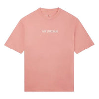 Men's Air Jordan Solid Color Alphabet Logo Printing Round Neck Short Sleeve Pink T-Shirt DO6100-604