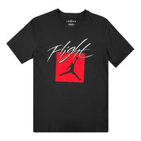 Air Jordan Flight Exercise Sportswear Logo Printed Crew Neck Short Sleeved Black DA6744-010