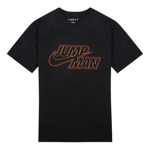 Air Jordan Large Logo Alphabet Printing Sports Training Round Neck Short Sleeve Black DN4430-010