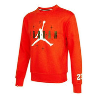 Men's Air Jordan Logo Alphabet Printing Fleece Lined Round Neck Pullover Red DO9153-673