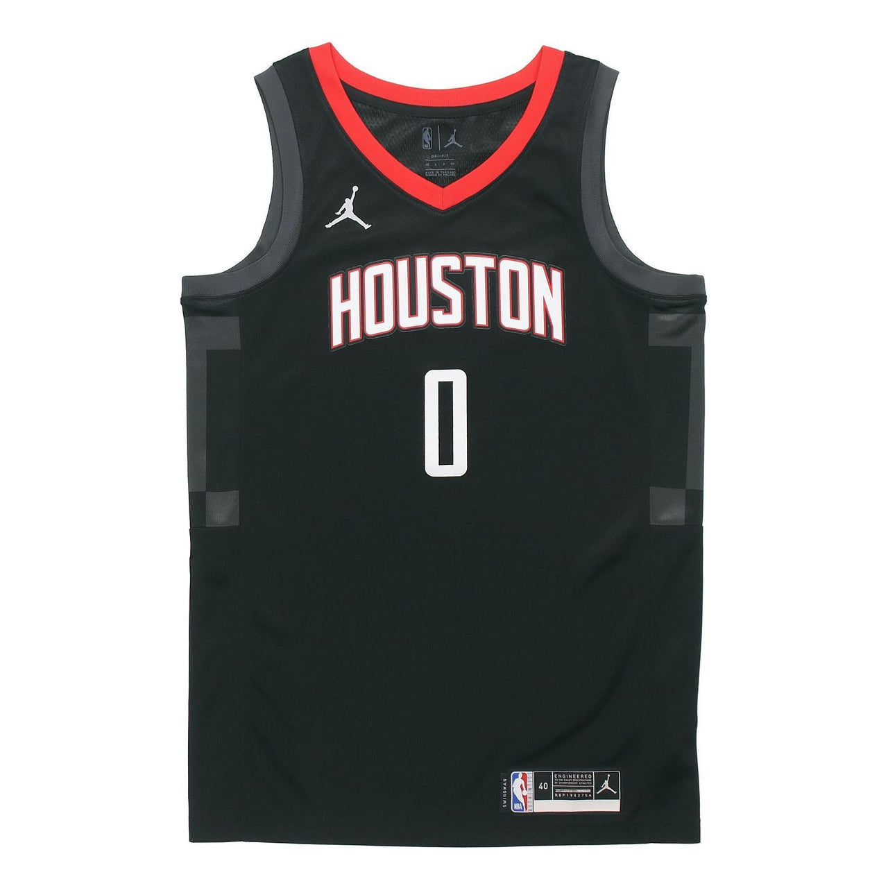 Air Jordan NBA Basketball Sports Jersey SW Fan Edition 20-21 Season Rockets Version Westbrook 0 Black CV9478-010