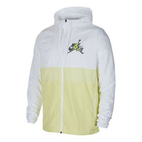 Air Jordan Alphabet Printing Basketball Sports Hooded Jacket White Yellow CK2218-100