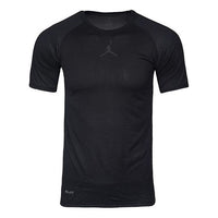 Men's Air Jordan Training Quick Dry Solid Color Logo Casual Short Sleeve Black T-Shirt 866591-010