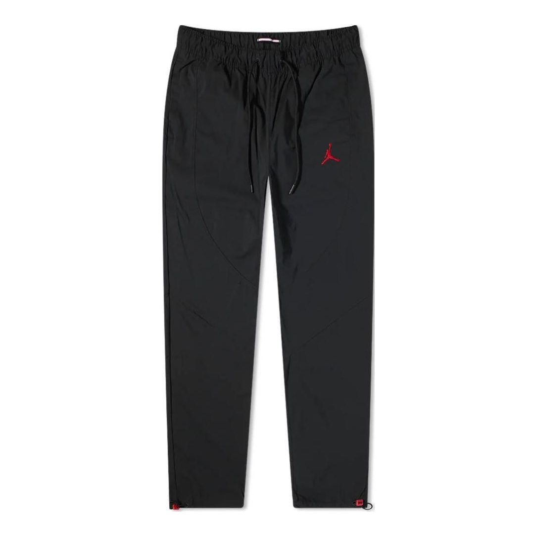 Air Jordan Embroidered Solid Color Drawstring Sports Pants Men's Black DA9834-010